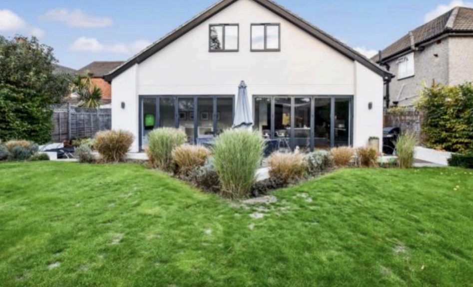 Rendered Rear Elevation, New Glazing and Planted Garden
